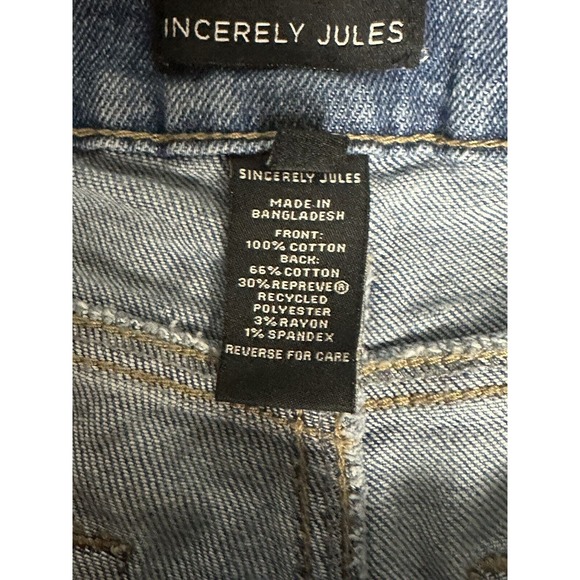 Sincerely Jules Jeans Women Juniors 3 26 Split Hem Blue Denim Pants Distressed - Picture 9 of 9